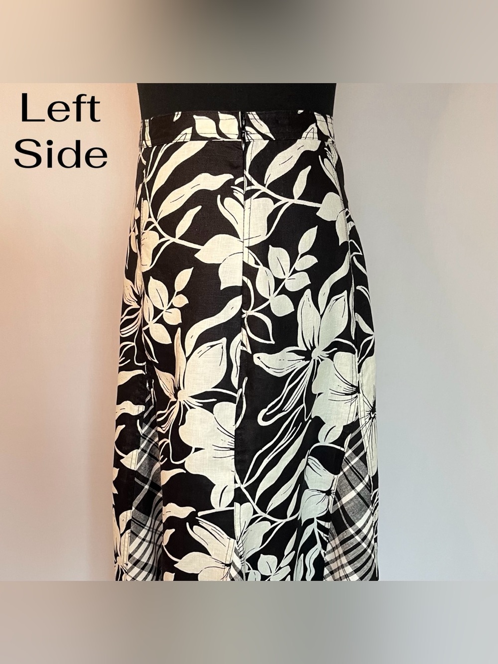 Polo Ralph Lauren Floral & Plaid 100% Linen A-Line Panel Midi Skirt Women’s Sz 6 - Picture 12 of 13